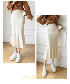 スカート | ニットレディース ボトムス ロング丈 ミモレ丈 ウエストゴム Aライン タイト マーメイド 楽チン 秋冬 韓国風 かわいい 着痩せ お出かけ デート