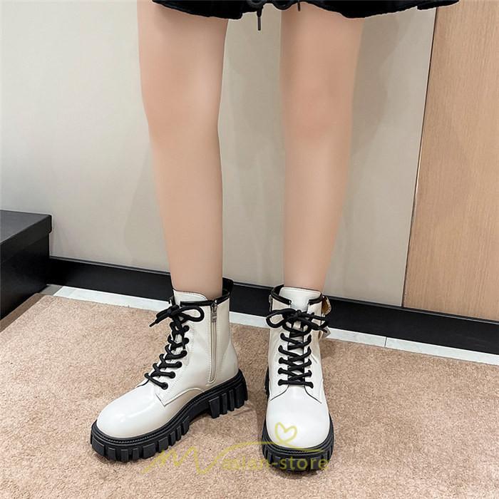 ショートブーツ | ブーツ レディース 黒 低反発 黄色 白 編み上げ 歩きやすい 足が痛くならない 厚底 おしゃれ 春 50代 40代 秋 30代 新作 20代