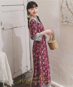 マキシ | ワンピース 大人 上品 きれいめ 長袖 大人可愛い 長袖 カシュクール Vネック ロング丈 マキシ丈 夏 秋 発表会 スリット Aライン お呼ばれ エレガント お嬢様