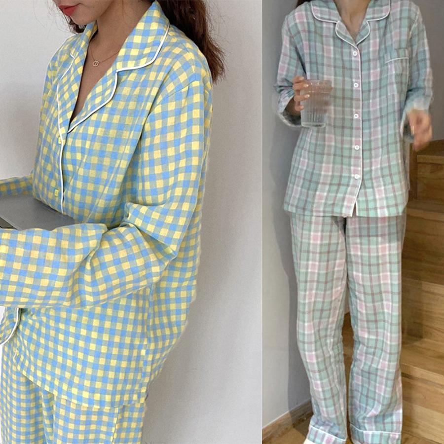 セットアップ | ルームウェア 長袖 レディース チェック柄
