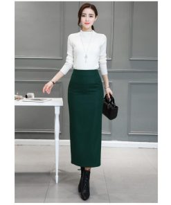 在庫ある | 短納期ロングタイトスカート ハイウエスト ロングスカート ビジネススカート ラシャスカート スリットセクシースカート エレガント フェミニン 後ろファスナー