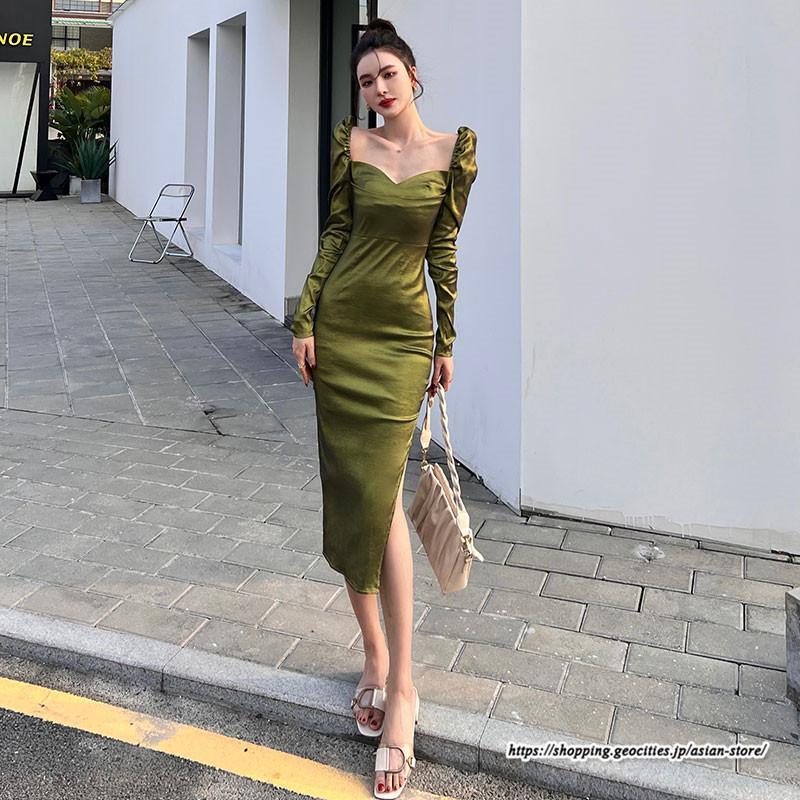 タイト | ワンピースタイトワンピース長袖 上品 セクシー高級感 ワンピース タイトワンピース ヒップアップ スリム 美ライン エレガント お呼ばれ シルエット