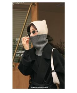 レディース | ニット帽 目出し帽 フェイスマスク ウール 女子ニットキャップ 女性用スキー帽子 耳カバー あったか 防寒対策 冬 2022新作　