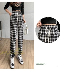 ワイドパンツ | レディース パンツ ゆったり 秋冬 コーデ カジュアル チェック柄 20代 30代 着痩せ 体型カバーロング丈 お出かけ ウエストゴム 50代 40代