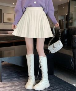 ミニスカート | プリーツスカート 編み レディース 韓国