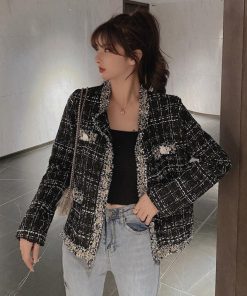 ジャケット・ブルゾン | ツイード風 ジャケット レディース韓国風