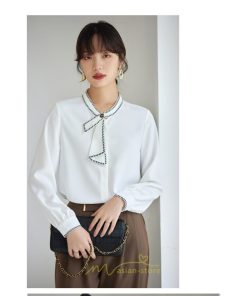 シャツ・ブラウス | ブラウス レディース 長袖 50代 白 シャツ ゆったり トップス きれいめ フォーマル 上品 フェミニン 高品質 20代 スカーフタイ 40代 通勤 シフォン OL 30代