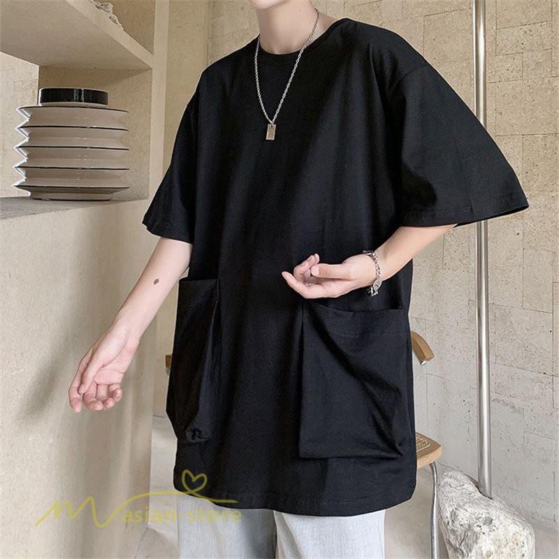 Tシャツ | メンズ 無地 カットソー 半袖 クルーネック カジュアル ポケット 半袖大きいサイズ 着回し 夏新作 サマー ルームウェア ゆったり トップス