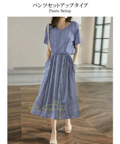 セットアップ | ワイドパンツ レディース きれいめ 2点セット トップス ブラウス ゆったり 体型カバー 上下セット 夏 パンツ カジュアル 綿麻 20代30代40代50代