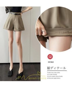 ショートパンツ | パンツ 無地 ベルト 美脚 カジュアル シンプル レディース 春 夏 ベルト付ボトムス お出かけ 日常 ズボン ゆったり 短パン