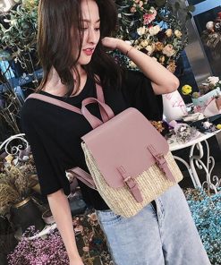 リュック | 可愛い ペーパー 編みこみ カジュアル リュックサック デイパック ストローバッグ レディース ミニリュック バッグパック