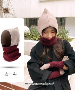 レディース | ニット帽 目出し帽 フェイスマスク ウール 女子ニットキャップ 女性用スキー帽子 耳カバー あったか 防寒対策 冬 2022新作　