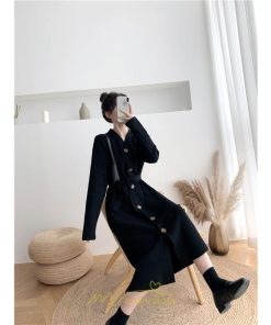 ニットワンピース | ニット ワンピース レディース 秋冬 春  Vネック 長袖 ロング丈 スリット キレイめ 上品 お出かけ 送料無料 女子会 二次会 同窓会 デート