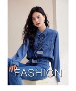 シャツ・ブラウス | デニムシャツ シャツ トップス レディース ブラウス 着痩せ デニム カジュアル エレガント 通勤 通学 オシャレ キレイめ 2022 上品 ナチュラル 秋服 可愛い