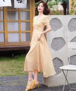 マキシ | ワンピース レディース チェック柄 きれいめ おしゃれ ゆったり ロング丈 着痩せ 春 夏 着痩せ ロングワンピース 上品 韓国風 バックファスナー エレガント