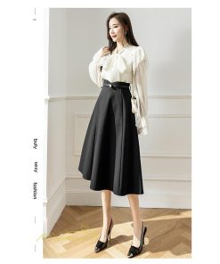 スカート | Aラインレディース 着痩せ 大人 カジュアル 秋冬コーデ 無地 40代 50代 大きいサイズ ひざ丈 膝丈 20代 ハイウエスト きれいめ 30代 大人
