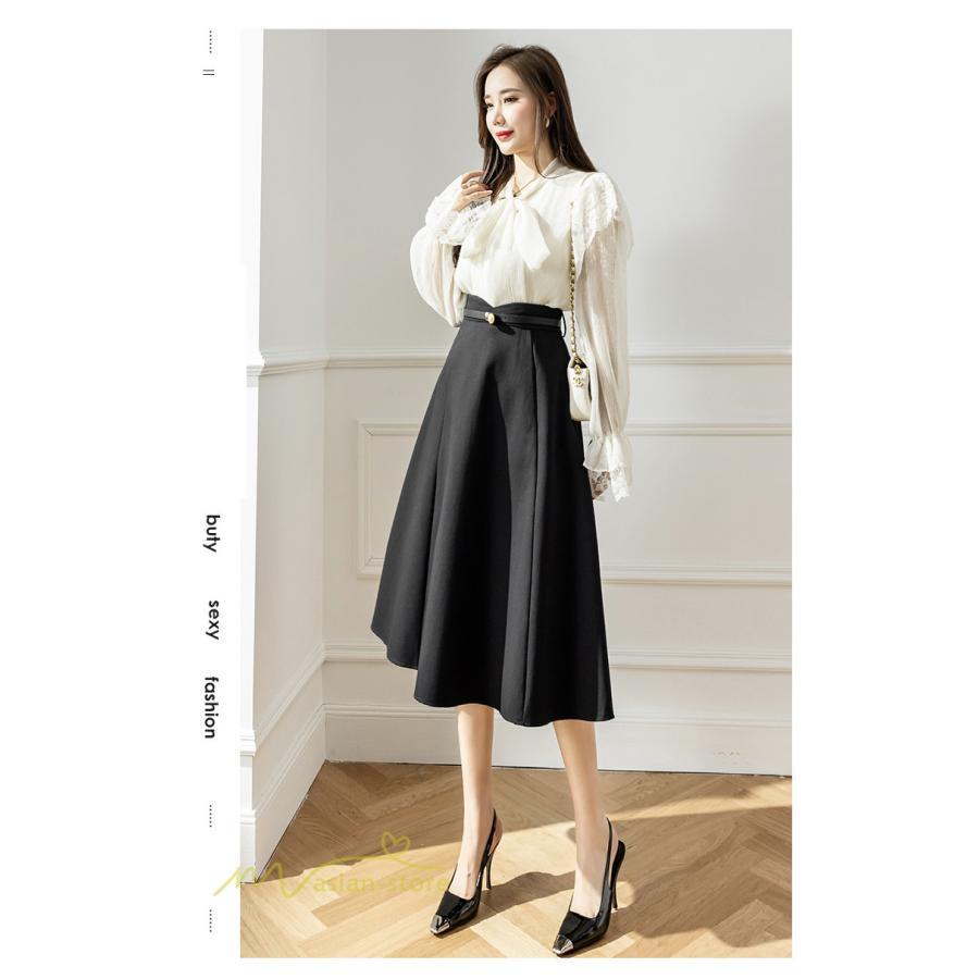 スカート | Aラインレディース 着痩せ 大人 カジュアル 秋冬コーデ 無地 40代 50代 大きいサイズ ひざ丈 膝丈 20代 ハイウエスト きれいめ 30代 大人