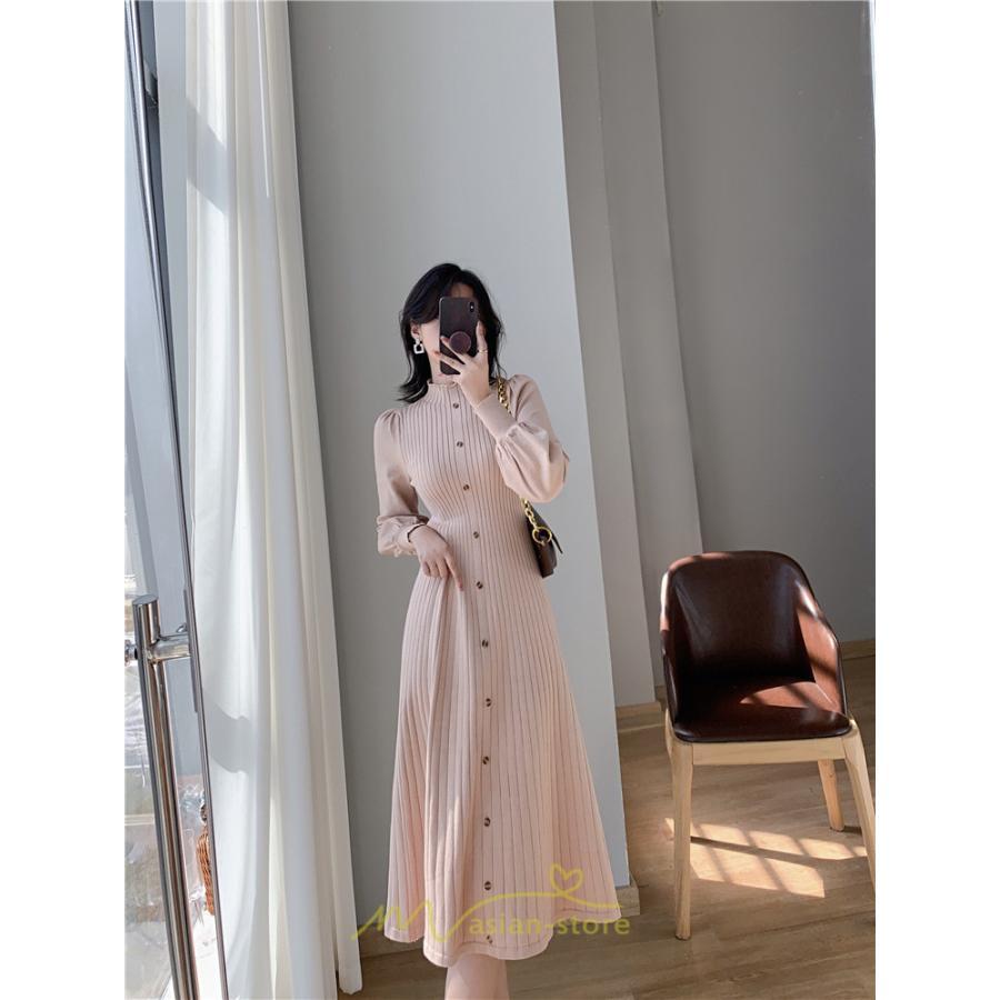 ニットワンピース | ロングワンピース ワンピース レディース ロング丈 秋 冬 ハイネック 長袖 体型カバー 秋冬 上品 OL 50代 30代 40代 通勤