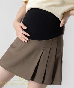 スカート | マタニティウェア ショート丈 マタニティ大きいサイズ 夏服 サマー ミニ裏地付き 妊婦 上品 ママ プリーツ きれいめ ウエスト調整