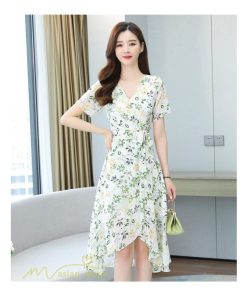 ミディアム | ワンピース レディース 40代ワンピース 花柄 きれいめ おしゃれ Vネック 膝丈 夏 新作 カジュアル 半袖 Aラインワンピース 40代 エレガント 20代 30代 きれいめ