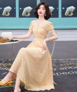マキシ | ワンピース レディース チェック柄 きれいめ おしゃれ ゆったり ロング丈 着痩せ 春 夏 着痩せ ロングワンピース 上品 韓国風 バックファスナー エレガント