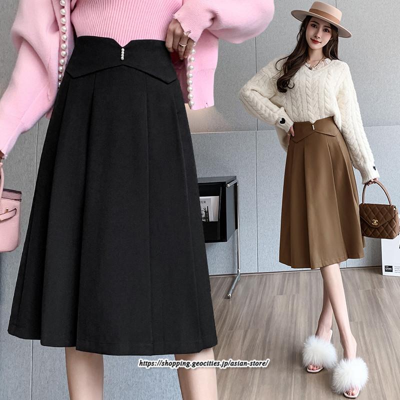 スカート | 膝丈 ひざ丈 秋冬新作 ミモレ丈 Aライン キレイめ 着痩せ 2022新作 通勤 通学 20代 30代 50代 秋服A 大人フェミニン 40代 ナチュラル