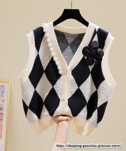 ベスト | ニットレディース トップス Vネック タンクトップ ノースリーブ 袖なし インナー ニット 重ね着風 レイヤード風 20代30代 セーター 女ニット