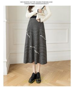 スカート | ロングチェック柄 ニット きれいめ レディース ロング丈 女子会 デート 20代 30代 40代 50代 秋 あったか お出かけ 冬 フレア 高見え 細見え