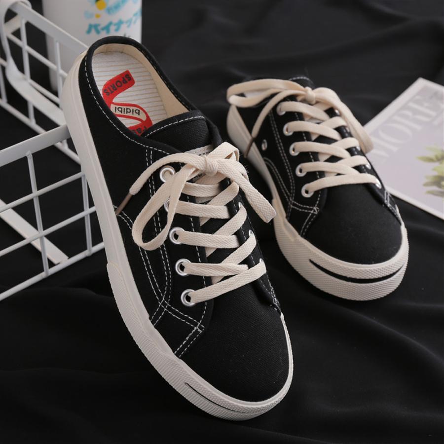 シューズ | スニーカー キャンバス 歩きやすい スリッポン かかとなし ローカット レディース スニーカー 春夏 美脚 スニーカー
