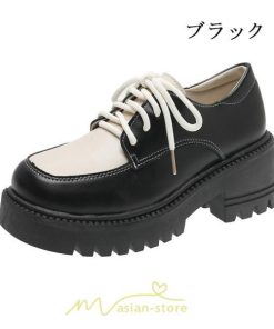 ローファー | 厚底 レディース 編み上げ 学生 通勤 通園 通学 靴 入学 スクール ハロウィン 学園祭 コスプレ 痛くない 疲れにくい 柔らかい 10代20代30代40代