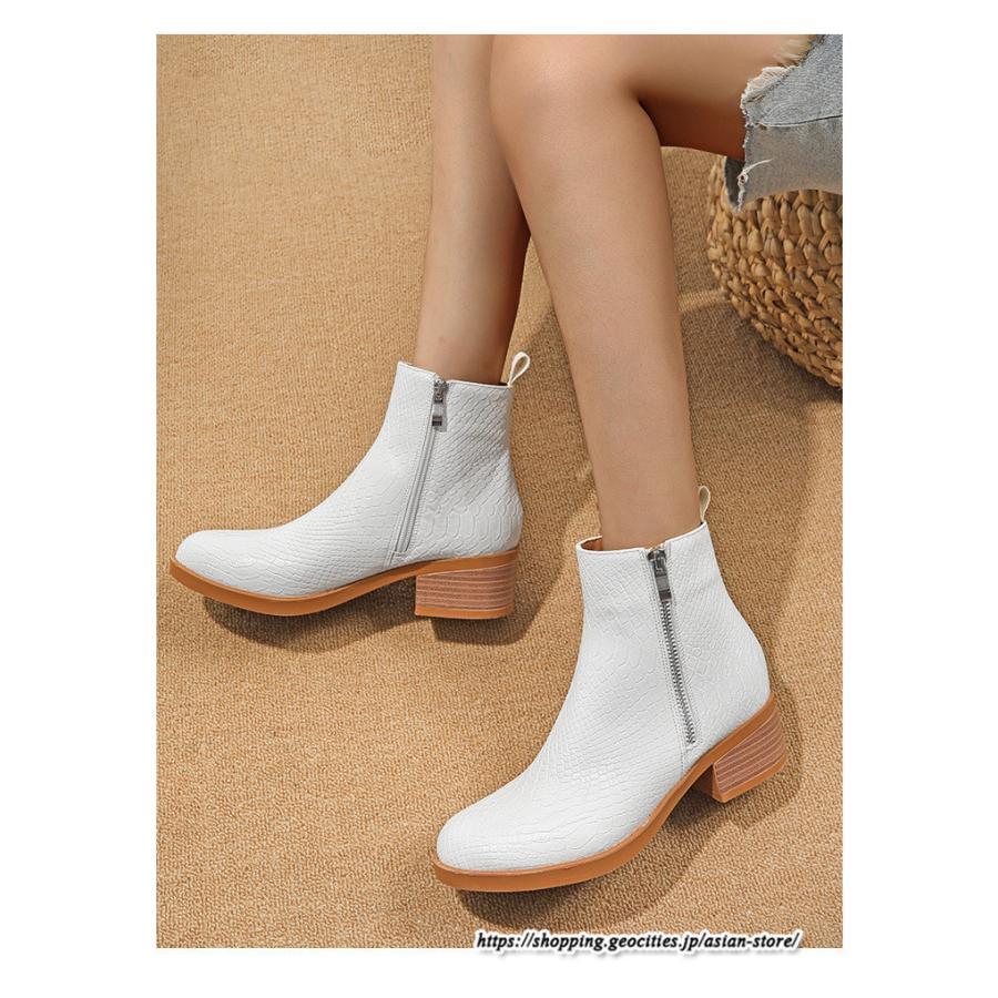 ショートブーツ | 大きいサイズ26.5cm レディース 上品 ブーツ 秋冬 春 チャンキーヒール 太ヒール 黒ブーツ シンプル ミドルヒール 大人 サイドファスナー