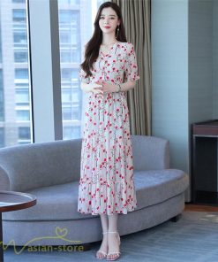 ミディアム | ワンピース レディース 着痩せ ロング丈 ロングワンピース カジュアル 花柄 Vネック 大きいサイズ ひざ下丈 サマーワンピース 40代 夏服 お出かけ 30代 20代