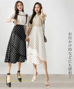 スカート | ロング 水玉 春夏 Aラインエレガント レディース 40代 ハイウェストボトムス 大人 通勤OL 体型カバー 20代 オシャレ30代 50代
