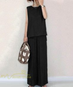 セットアップ | レディース 夏新作 無地 薄手 ワイドパンツ キャミソール ノースリーブ 薄手 上下セット ロングパンツ ガウチョパンツ ルームウェア 可愛い