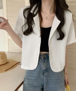 テーラードジャケット | ベーシッククロップド丈半袖ジャケット