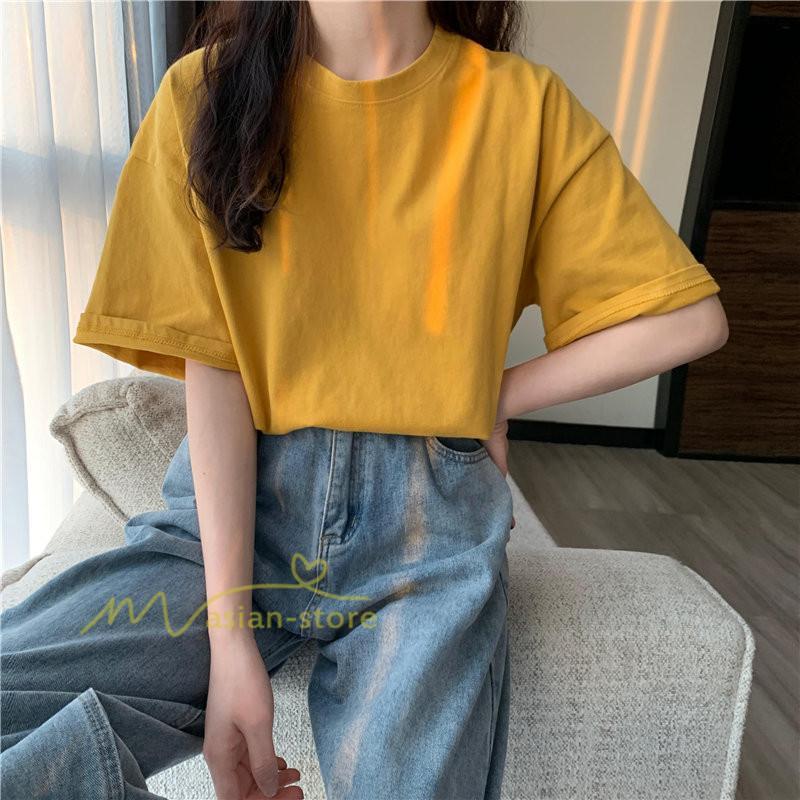 tシャツ・カットソー | Tシャツ レディース 半袖 春 夏 秋 トップス カットソー カジュアル シンプル ゆったり 20代30代40代50代 体型カバー 通勤通学 着回し 無地人気 お出かけ 上品