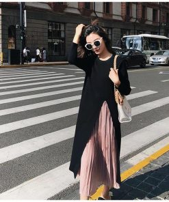 マキシ | 秋服 レディース ワンピース 長袖 秋冬 ロングワンピース ミモレ丈 切り替え フェイク レイヤード 重ね着風 可愛い プリーツスカート 大人 コーデ Aライン