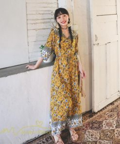 マキシ | ワンピース レディース 総柄 きれいめ ロングワンピース 可愛い カジュアル 春 夏 秋 40代 7分袖 上品 きれいめ 民族風 旅行着 おしゃれ プルオーバー