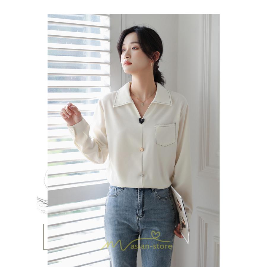 シャツ・ブラウス | ブラウス トップス レディース Vネック秋 シンプル 着回し カジュアル 通勤 オフィス お出かけ 上品 フェミニン 女子会 就活 デート お仕事 エレガント 二次会