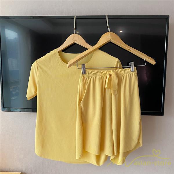 パジャマ ルームウェア | パジャマ レディース 夏 半袖 ルームウェア 涼しい 部屋着 ナイトウェア 寝間着 柔らかく軽い薄手の快適Tシャツパジャマ 薄手パジャマ 部屋着 上下セット