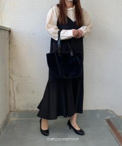 マキシ | ワンピース キャミワンピース レディース 秋 冬 Vネック  マーメイド マキシワンピ ロング デイリー おしゃれ 肩紐調節可 フリル 可愛い