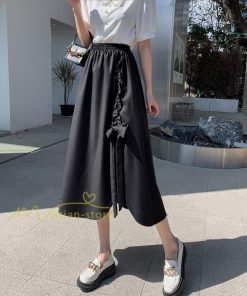 スカート | フレア ロング春物 レディース 春夏 リボン付き 蝶結び ウエストゴム 20代30代40代 通勤通学 カジュアル お出かけ 夏物 上品 着痩せ 着回し
