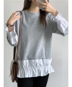 ｔシャツ・カットソー | トレーナー Tシャツ 長袖 レディース カジュアル レイヤード カットソー シャツ 異素材 切り替え トップス Tシャツ 重ね着 20代 ゆったり 秋物 50代 30代