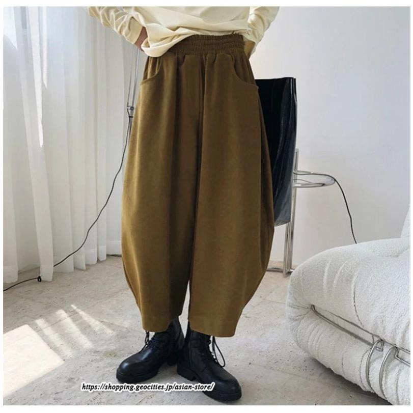 ワイドパンツ | バルーンパンツ コクーンパンツ パンツ ボトムス レディース 夏秋物 ロングパンツ 九分丈 ウエストゴム 通学通勤 20代50代 無地 大人 ボールパンツ