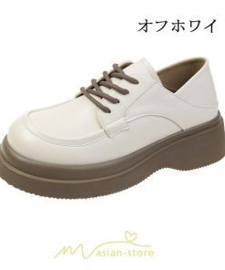 ローファー | レディース 厚底シューズ  JK パンプス 太めヒール 靴ひも 黒 女子靴 オシャレ 通学 コンフォート 通勤 10代20代30代40代 送料無料