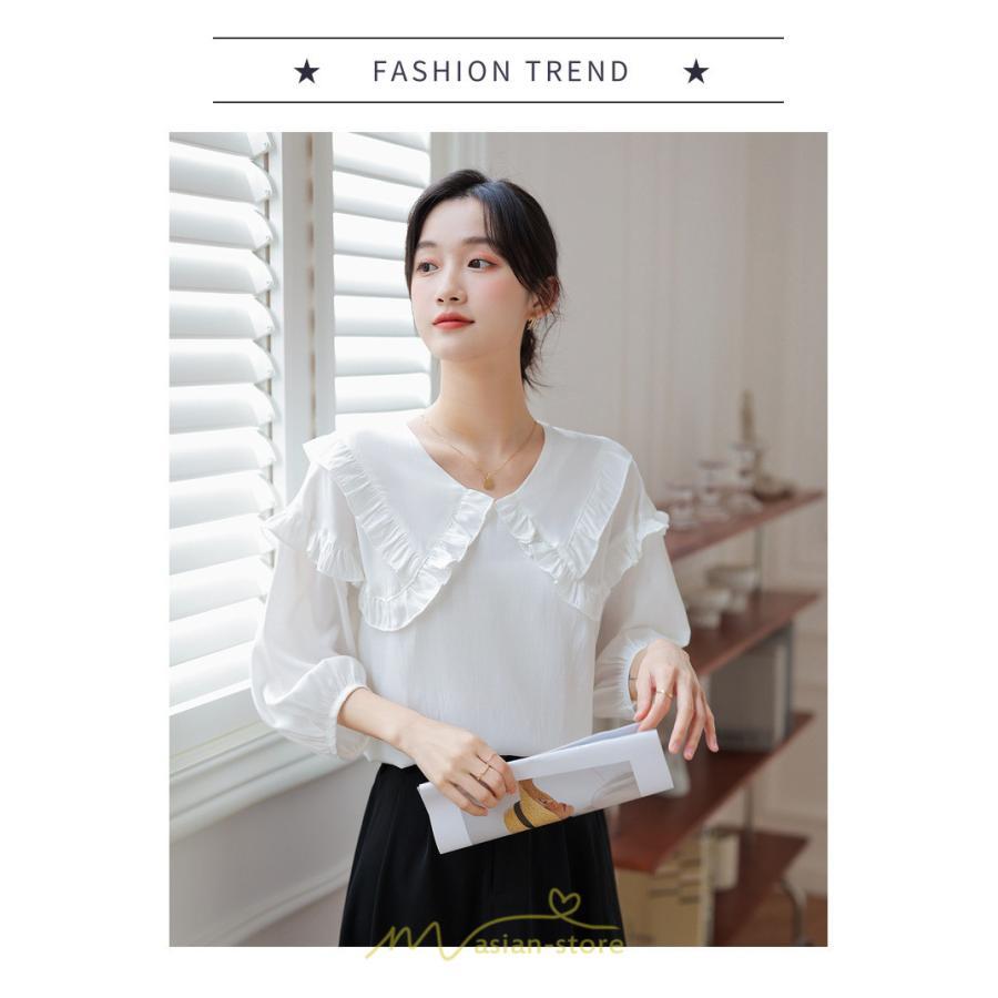 シャツ・ブラウス | トップス ブラウス 七分袖 シャツ きれいめ レディース 夏 白 赤 クルーネック フリル 春夏コーデ オフィス お仕事 通勤 就活 お出かけ ビジネス カジュアル