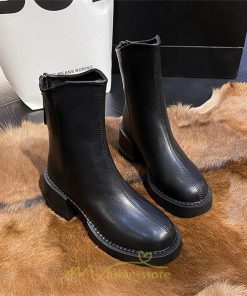 ショートブーツ | ブーツ レディース 軽量 歩きやすい おすすめ おしゃれ 厚底 レザー風 走れる 痛くない ファスナー トレンド 春 22.5cm-25cm 冬 秋