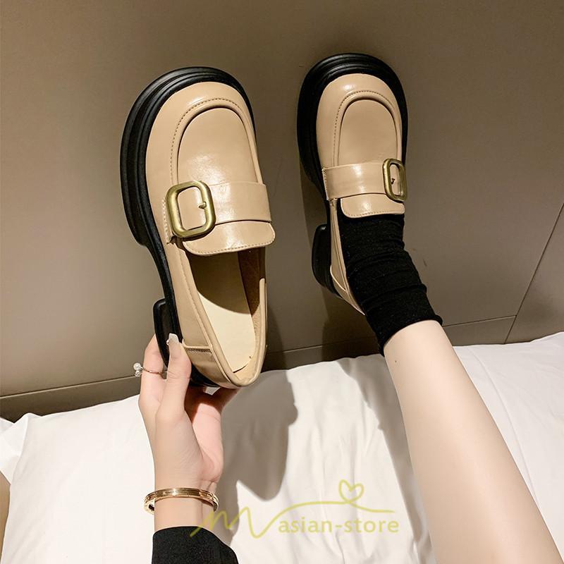 ローファー | レディース 靴 シューズ レザー調 合皮 厚底 履きやすい 韓国風 人気 クラシック 可愛い パンプス 通勤 春 夏 通学 冬 学生靴 秋