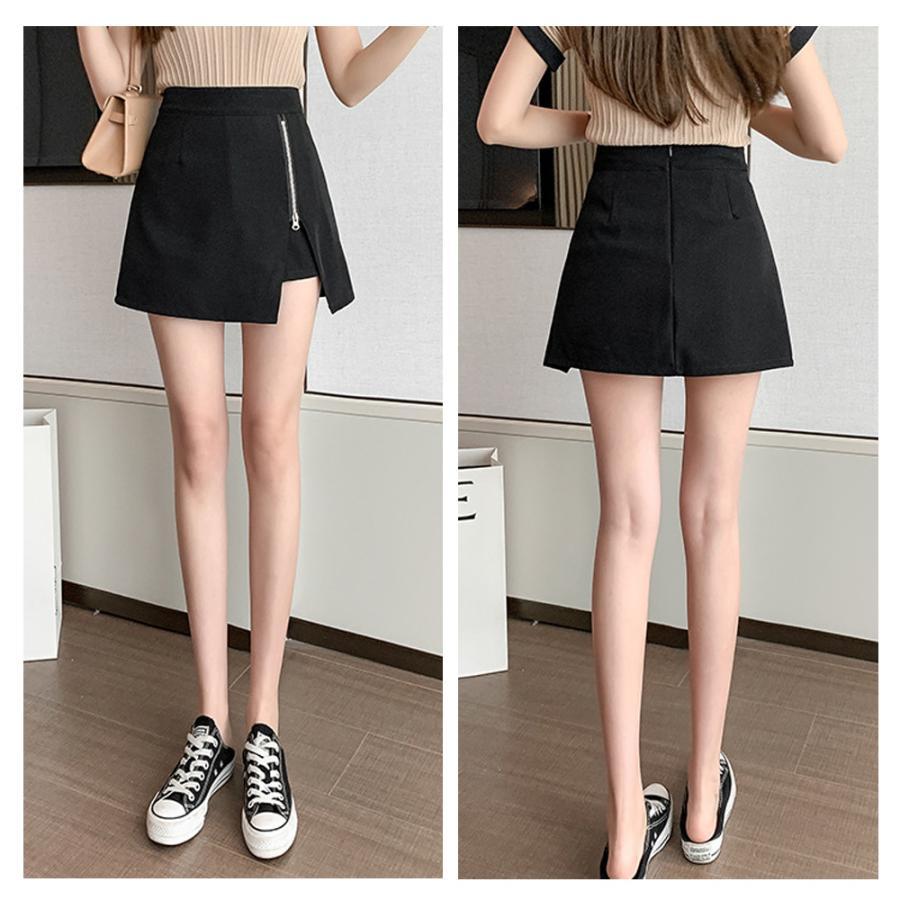 ミニスカート | ハイウエスト 大人可愛い 無地 ボトムス キュロットスカート レディース ショーパン 台形スカート スカート風