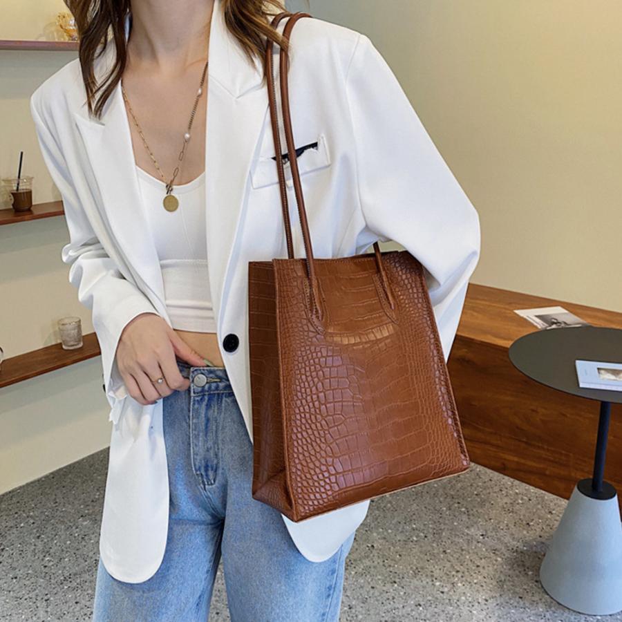 トートバッグ | ポーチ付き クロコダイル柄